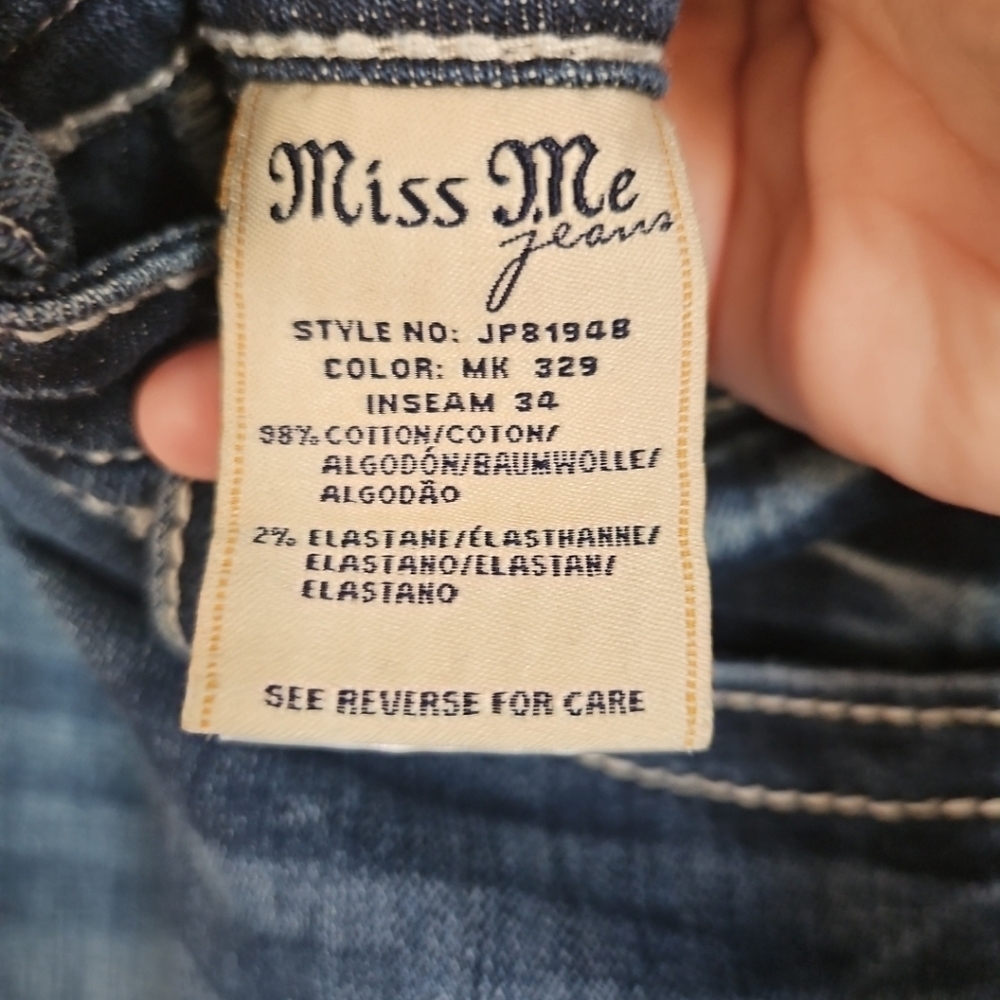 Miss Me WomensJeans Dark Blue Embellished Denim 5-Pocket Signature Bootcut 30 - Picture 9 of 13